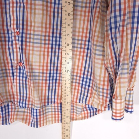 St. Croix ITALY🇮🇹MADE Men's Shirt Plaid Check Size XXL Orange Blue Cotton - Picture 5 of 9